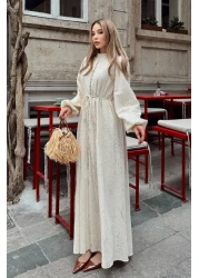 Olcay فستان جبر بأزرار وإكسسوارات بريت بيج 9297-E