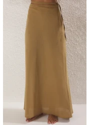  Collection Khaki Woven Halter Neck Back Detail Beach Blouse Skirt Suit Tbess25Au00089