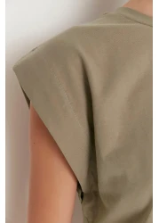  Collection Mink 100% Cotton Wadding Look Basic Crew Neck Knitted T-Shirt TWOSS20TS0021