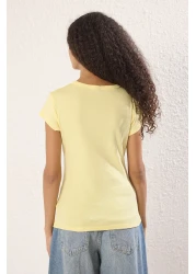  Collection Light Yellow Buttoned Fitted/Close-Fitting Knitted Blouse Twoss25Bz00281