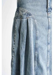 its basic تنورة نسائية من قماش الدنيم بتصميم فسكوزي مطوي 3S5-65