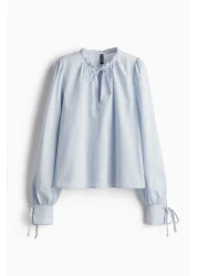 H&M بلوزة قطنية بتفاصيل ربطة عنق