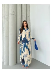 PREMİER VİE الحجاب الموسم الجديد فستان فيسكوز اللون الأزرق