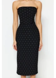  Collection Black Fitted Lined Shiny Stone Evening Dress Stylish Evening Dress Tprss23El00476