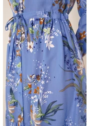 Bigdart 2144 Model Hijab Dress - Judge Collar and Indigo Color