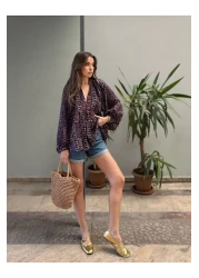 BELLA FASHION بلوزة شيفون نسائية متعددة الألوان