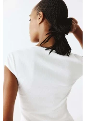 H&M Ribbed sweetheart-neck top