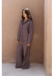 MAİ COLLECTİON Mirabella Brown Brown Shirt Pants Set