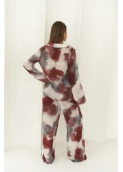 BOHEMAİ Saifudin Lacing Detailed Burgundy Shirt Pants Suit