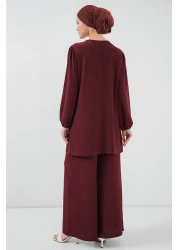 Bigdart Women's Tunic Pants Bottom Top Suit 6663 - Claret Red