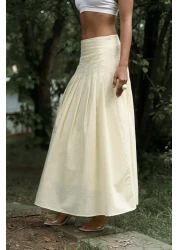 BOHEMAİ تنورة طويلة صفراء بتفاصيل طيات الدفيئة