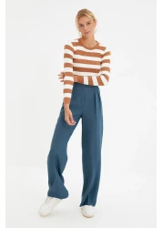  Collection بنطال منسوج عالي الخصر بأرجل واسعة - بنزين TWOAW22PL0066