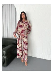 sportiness Patterned Digital Printed Modal Lilyum Fabric Shirt Suit