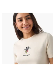 SP Characters تي شيرت مطرز بميكي ماوس بأكمام قصيرة