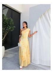 ESRAHELVACI One Shoulder Tie Dye Pattern Dress