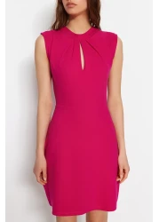  Collection Fuchsia Neckline Crepe Mini Skater Dress - Low Back Knitted, Twoss23El02015