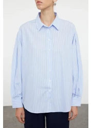  Collection Blue Striped Oversize / Wide Fit Woven Shirt TWOSS23GO00144