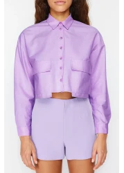  Collection Lilac Crop Pocket Detail Regular Regular Fit Woven Shirt Twoss24Go00098