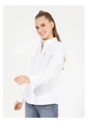 U.S. Polo Assn. White Shirt Collar Women's Shirt - Crıscolor022k