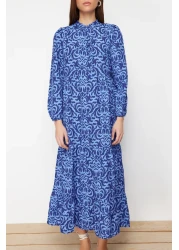  Modest Saks Patterned Half Placket Wide Fit Cotton Woven Dress TCTSS23EB00222