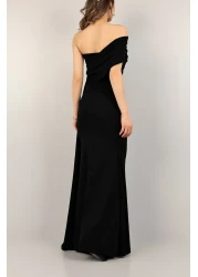 Secret Passion Lingerie فستان طويل أنيق من القماش المرن بكتف واحد وذيل جانبي ومفصل على شكل سمكة 582108 684