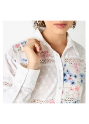 Lee Cooper Lace Detail Shirt With Long Sleeves