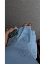 HAZELANNA Blue Dress with V Chest Detail