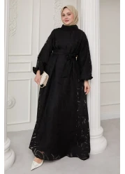 InStyle Tulle Balloon Sleeve Black Dress