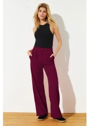  Collection Burgundy Wide Leg/Wide Leg Woven Fabric Trousers Twoaw22Pl0066