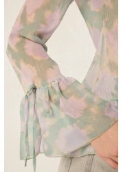  Collection Colorful Ruffle Detailed Tie up Shirt - Twoss25Go00090