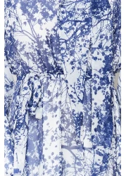  Modest Blue Floral Patterned Lined Long Chiffon Evening Dress TCTSS24EB00040