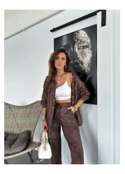 QİMYA BUTİK Exotic Asortic Women's Tie-Dye Patterned Premium Design Tunic Trousers Double Set