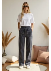 ENZİM JEANS Regular Waist Wide Leg Jeans with Elastic Waist