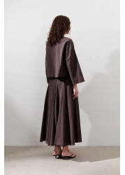 Manuka Cotton Crop Long Sleeve Bluz Brown