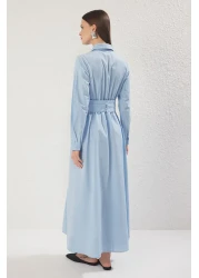  Modest Light Blue Bow Detail Woven Dress Tctss25Eb00122