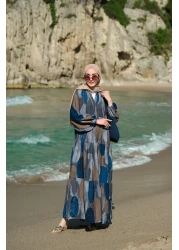 LOCCO Women's Piece Patterned Dress Navy Blue