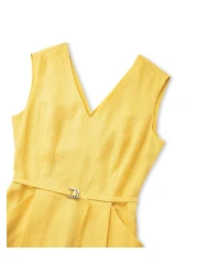 İpekyol فستان من الكتان البسيط مع مشبك معدني