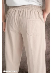 BİRBEYSTORE Summer Linen Trousers Raw Cloth Sweatpants Elastic Waist Unisex Comfortable Fit