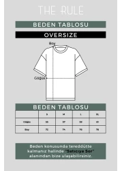 THE RULE Unisex Stwd Printed Oversize 100% Cotton Wide Cut Soft Textured Crew Neck White T-Shirt