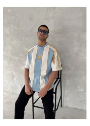 İLKCET MODA تي شيرت مطرز للجنسين مقاس كبير