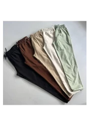 stilistas Light and Comfortable Linen Baggy Trousers - Burgundy