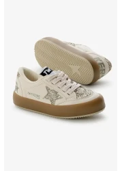 Tonny Black حذاء رياضي للأطفال من الجنسين بنعل حراري كريمي ومزين برباط وشريط فيلكرو