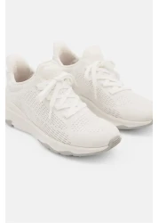 Fitflop حذاء رياضي برباط للأولاد الصغار، أبيض