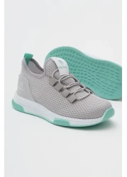 Tonny Black حذاء رياضي برباط مطاطي مريح باللون الرمادي والأخضر للأطفال