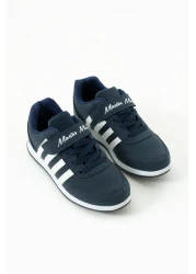 WEBORN Children's Lace-Up Single Velcro Flexible Lightweight Faux Leather Unisex Sneaker Comfortable Sports Shoes