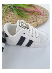 Butik Baby Boy Girl First Step Shoes Soft Sole Orthopedic Lightweight Black and White Color Options