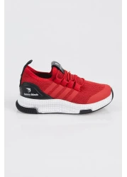 PowerSpeed Children's Unisex Red Comfortable Fit Striped Lace-Up Sports Shoes