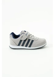 BOUIS Unisex Kids Sneaker - Ice Navy Blue, Lace-Up, Single Velcro, Flexible Lightweight Faux Leather Sports Shoes