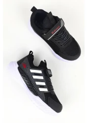 Özay ayakkabı حذاء رياضي يومي بنعل تشريحي أسود وأبيض للأطفال