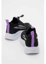 CCWAY AYAKKABI Knitwear Children's Sports Shoes 26-30 Black Lila